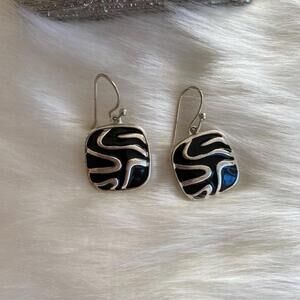 Zebra pattern Style Black and Silver Earrings
